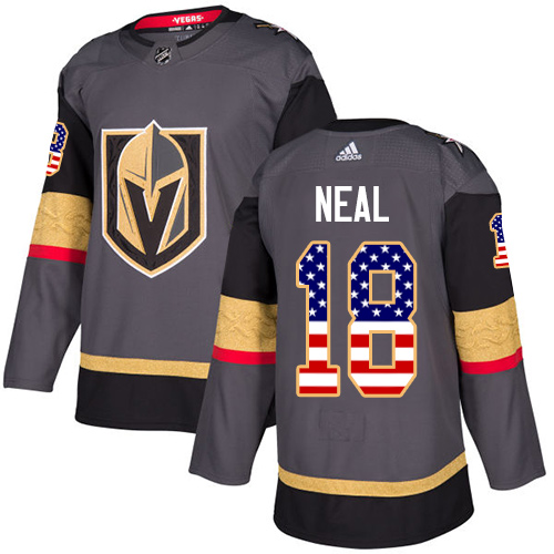 Adidas Golden Knights #18 James Neal Grey Home Authentic USA Flag Stitched NHL Jersey - Click Image to Close